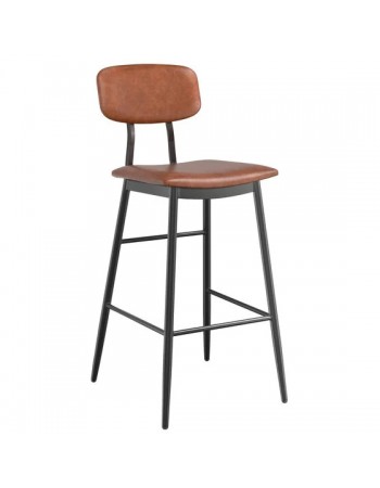Barstool with Brown Vinyl Backrest & Seat - Set of 4 | TurcoBazaar GS60606BBROWN Barstool with Brown Vinyl Backrest & Seat - Set of 4 | TurcoBazaar GS60606BBROWN