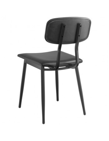 Black Steel Chair with Black Vinyl Cushion Seat & Black Vinyl Back - Set of 4 | TurcoBazaar GS60606BLACKCUSHSEATBLACKBACK
