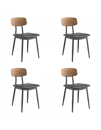 Black Steel Chair with Black Vinyl Cushion Seat & Antique Walnut Back | TurcoBazaar GS60606BLACKCUSHSEATWALNUTBACK Black Steel Chair with Black Vinyl Cushion Seat & Antique Walnut Back | TurcoBazaar GS60606BLACKCUSHSEATWALNUTBACK