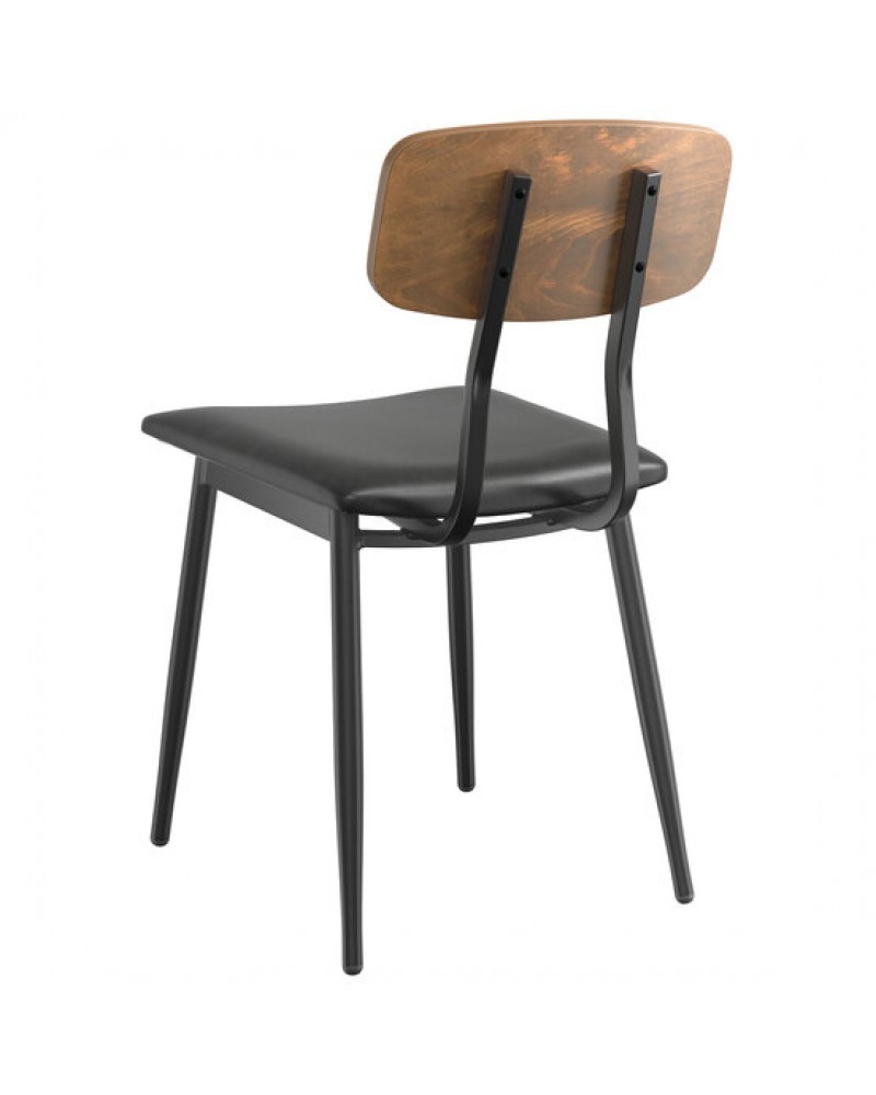 Black Steel Chair with Black Vinyl Cushion Seat & Antique Walnut Back | TurcoBazaar GS60606BLACKCUSHSEATWALNUTBACK Black Steel Chair with Black Vinyl Cushion Seat & Antique Walnut Back | TurcoBazaar GS60606BLACKCUSHSEATWALNUTBACK