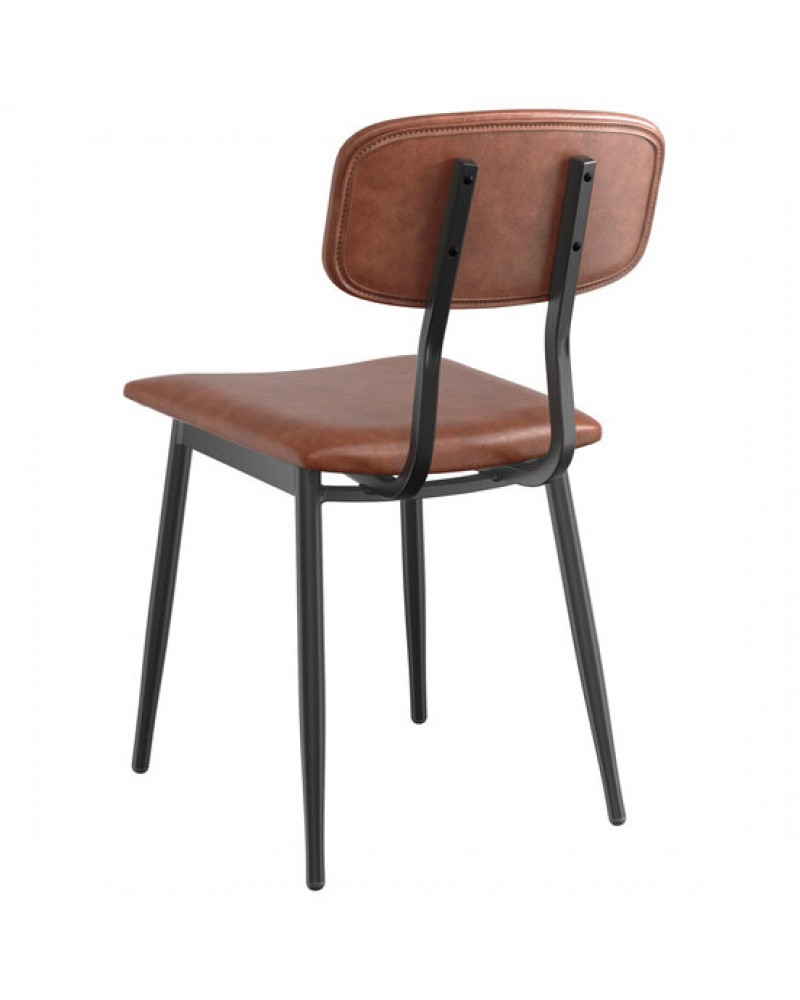 Black Steel Chair with Brown Vinyl Cushion Seat & Brown Vinyl Back | TurcoBazaar GS60606BROWNCUSHSEATBROWNBACK Black Steel Chair with Brown Vinyl Cushion Seat & Brown Vinyl Back | TurcoBazaar GS60606BROWNCUSHSEATBROWNBACK