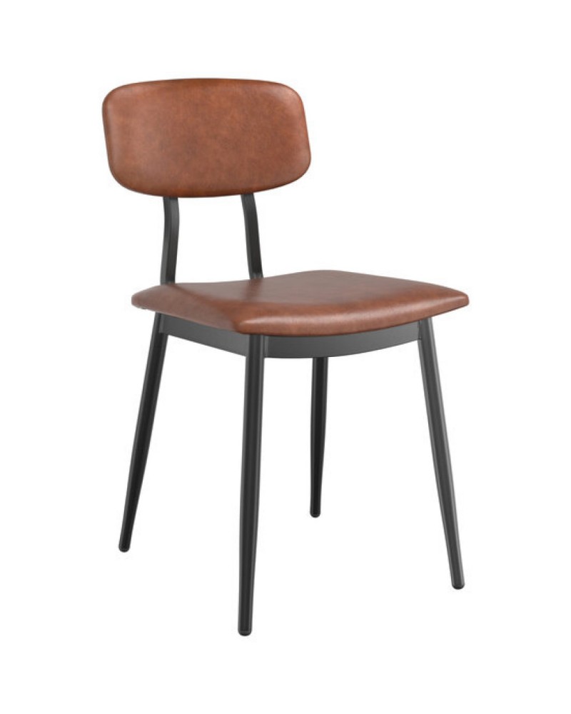 Black Steel Chair with Brown Vinyl Cushion Seat & Brown Vinyl Back | TurcoBazaar GS60606BROWNCUSHSEATBROWNBACK Black Steel Chair with Brown Vinyl Cushion Seat & Brown Vinyl Back | TurcoBazaar GS60606BROWNCUSHSEATBROWNBACK