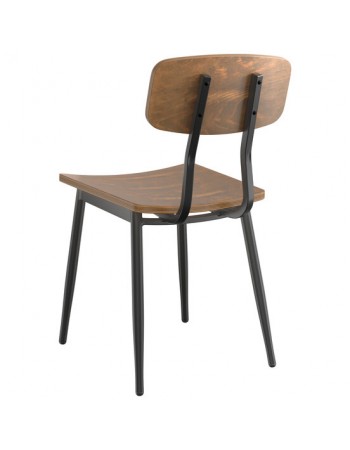 Black Steel Chair with Antique Walnut Seat & Antique Walnut Back | TurcoBazaar GS60606WALNUTSEATWALNUTBACK