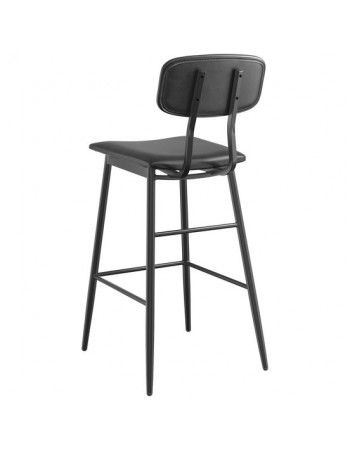 Barstool with Black Vinyl Backrest & Seat - Set of 4 | TurcoBazaar GS60606BBLACK Barstool with Black Vinyl Backrest & Seat - Set of 4 | TurcoBazaar GS60606BBLACK