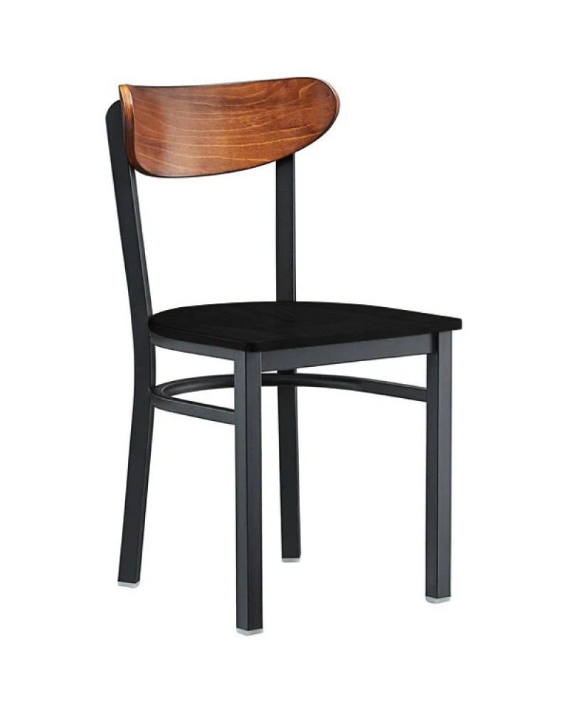 Black Steel Chair with Black Wood Seat & Antique Walnut Back | TurcoBazaar GS65VBLACKWOODSEATWALNUTBACK Black Steel Chair with Black Wood Seat & Antique Walnut Back | TurcoBazaar GS65VBLACKWOODSEATWALNUTBACK