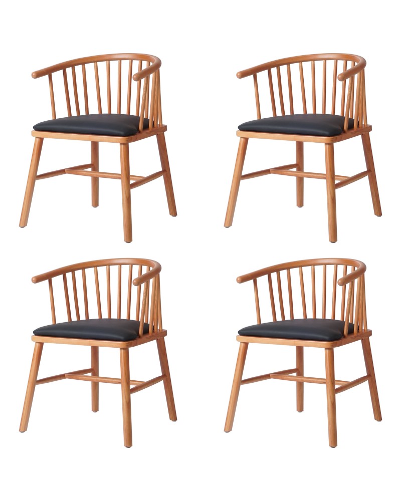 Solid Wood Dining Chair with Padded Seat and Spindle Back | TurcoBazaar GS90006