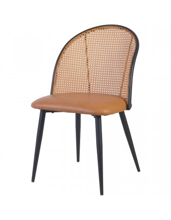 Bistro Rattan Chair with Black Vinyl Seat Round Back - Set of 4 | TurcoBazaar GSM1023BLACK