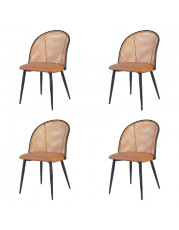 Bistro Rattan Chair with Black Vinyl Seat Round Back - Set of 4 | TurcoBazaar GSM1023BLACK