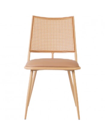 Bistro Rattan Chair with Brown Vinyl Seat Square Back - Set of 4 | TurcoBazaar GSM1024NATURAL