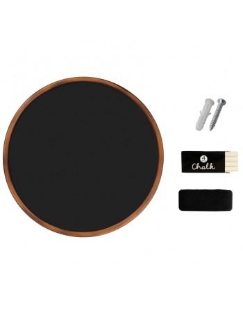 Wall-Mounted Circle Chalk Board with Magnetic Surface Brown Frame ∅18" (457mm) | TurcoBazaar GWA298