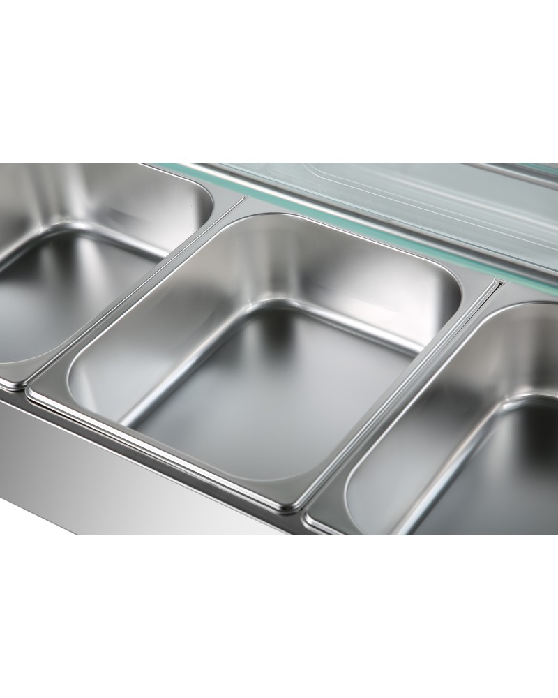 Commercial Bain Marie with Glass top sneeze guard 3xGN1/2 | TurcoBazaar HBM23 Commercial Bain Marie with Glass top sneeze guard 3xGN1/2 | TurcoBazaar HBM23