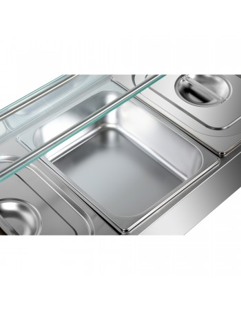 Commercial Bain Marie with Glass top sneeze guard 5xGN1/2 | TurcoBazaar HBM25