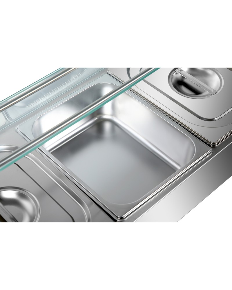 Commercial Bain Marie with Glass top sneeze guard 5xGN1/2 | TurcoBazaar HBM25