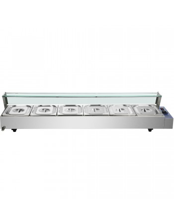Commercial Bain Marie with Glass top sneeze guard 6xGN1/2 | TurcoBazaar HBM26 Commercial Bain Marie with Glass top sneeze guard 6xGN1/2 | TurcoBazaar HBM26