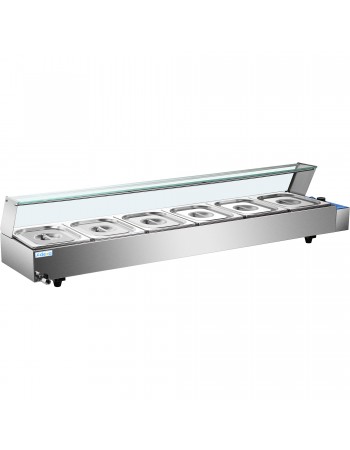 Commercial Bain Marie with Glass top sneeze guard 6xGN1/2 | TurcoBazaar HBM26 Commercial Bain Marie with Glass top sneeze guard 6xGN1/2 | TurcoBazaar HBM26