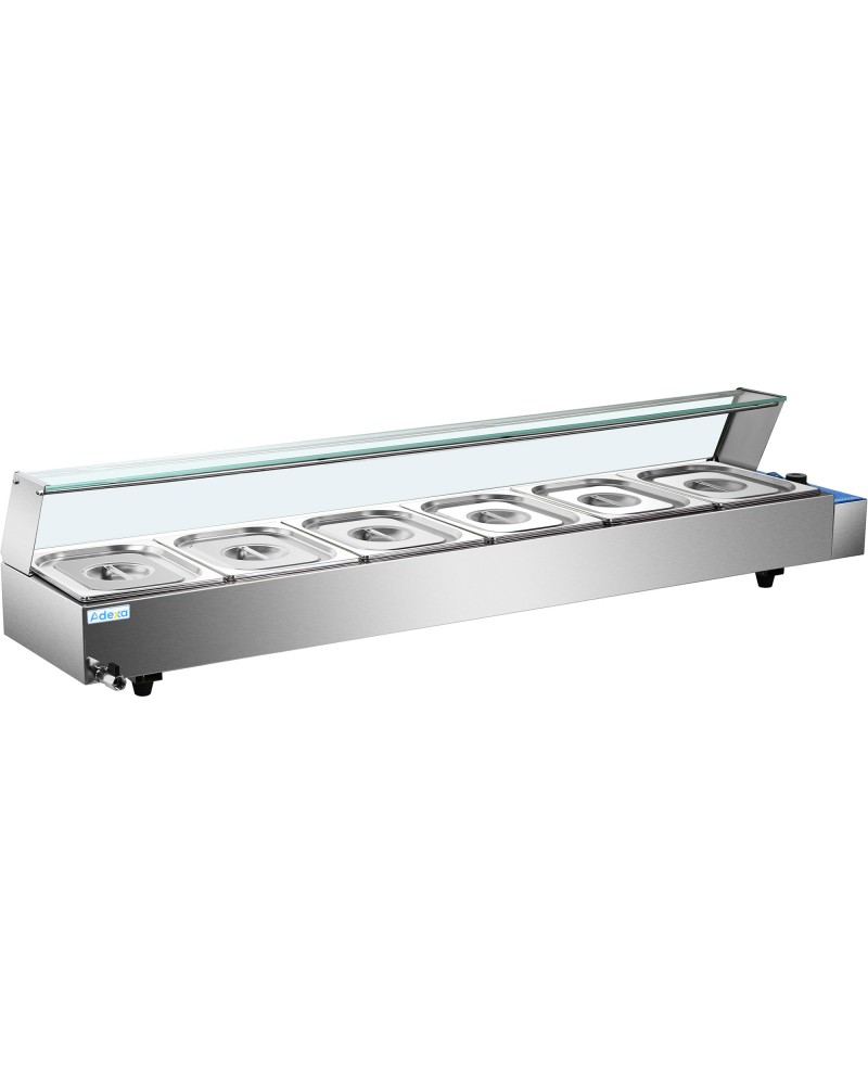 Commercial Bain Marie with Glass top sneeze guard 6xGN1/2 | TurcoBazaar HBM26 Commercial Bain Marie with Glass top sneeze guard 6xGN1/2 | TurcoBazaar HBM26