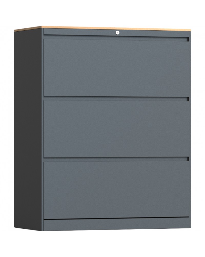 Professional Knock-Down Metal Storage Cabinet with 3-Drawers Wooden Effect Dark Gray 900x450x1120mm | TurcoBazaar HDKNL03 Professional Knock-Down Metal Storage Cabinet with 3-Drawers Wooden Effect Dark Gray 900x450x1120mm | TurcoBazaar HDKNL03