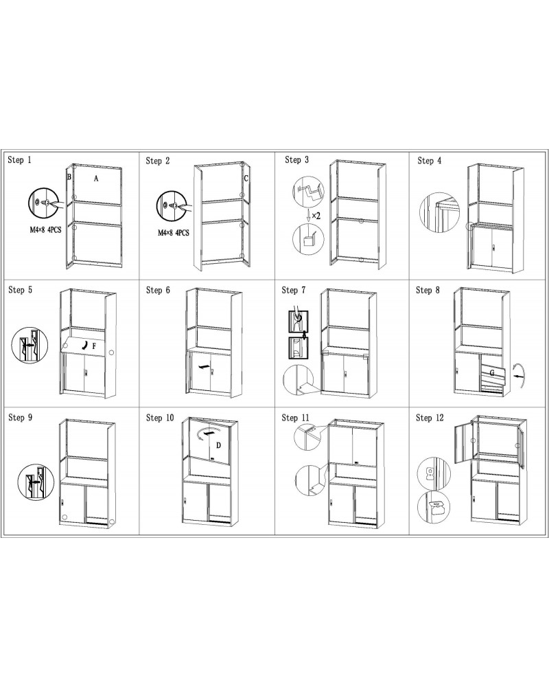 Professional Knock-Down Double Metal Storage Cabinet Wooden Effect Dark Gray 900x390x1800mm | TurcoBazaar HDWCK04