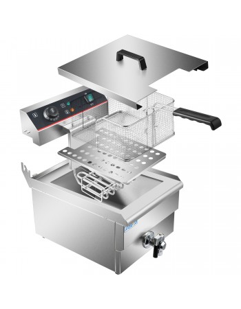 Commercial Fryer Single Electric 13 litre 3kW Countertop Drainage tap | TurcoBazaar HEF131V Commercial Fryer Single Electric 13 litre 3kW Countertop Drainage tap | TurcoBazaar HEF131V