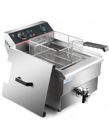 Commercial Fryer Single Electric 13 litre 3kW Countertop Drainage tap | TurcoBazaar HEF131V