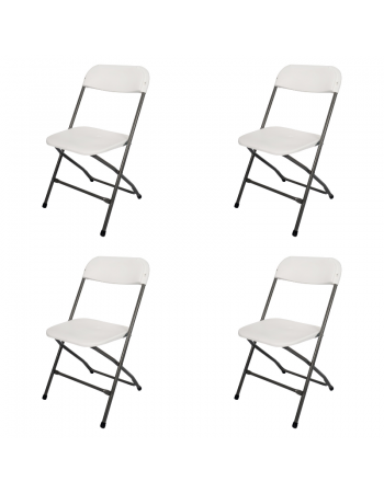 Folding Chair White Plastic - Set of 4 | TurcoBazaar HQB53