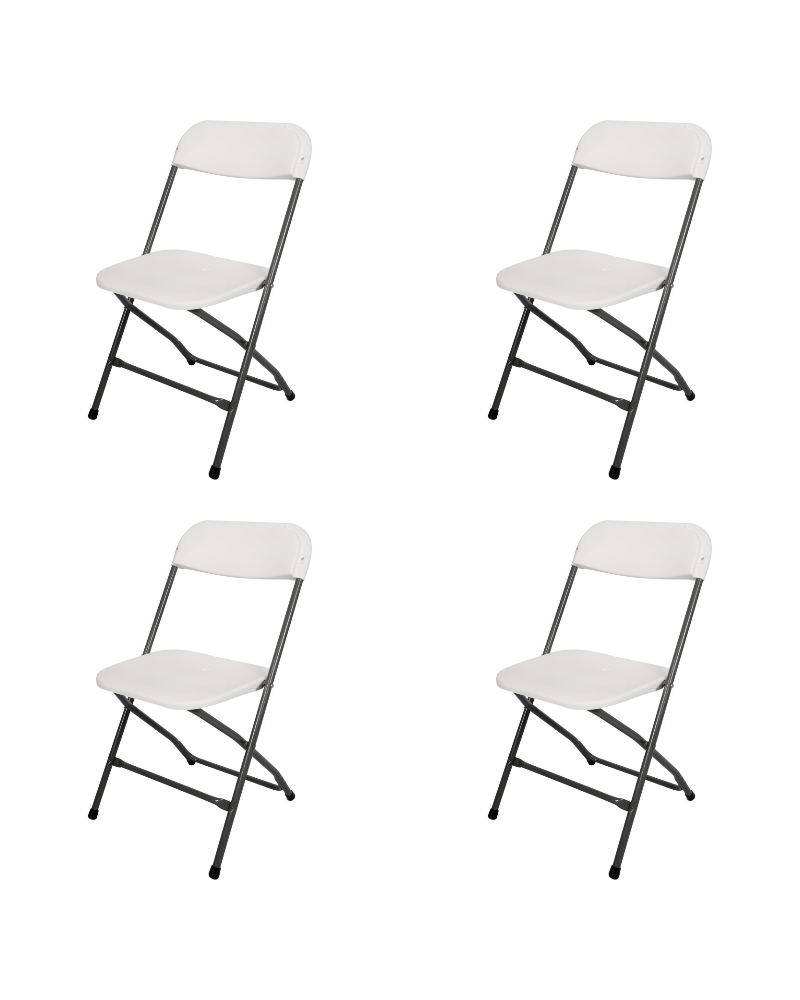 Folding Chair White Plastic - Set of 4 | TurcoBazaar HQB53