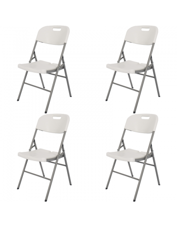 Folding Chairs White Plastic - Set of 4 | TurcoBazaar HQY52