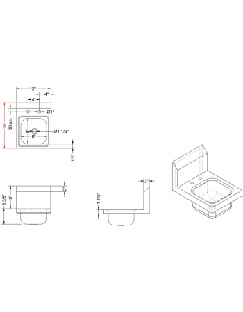 Wall mounted Hand Sink Wall mounted faucet Stainless steel | TurcoBazaar HS12