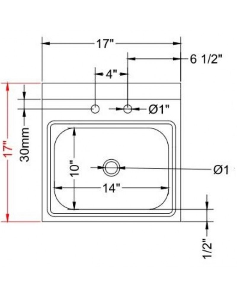 Wall mounted Hand Sink Deck mounted faucet Stainless steel | TurcoBazaar HS17DH