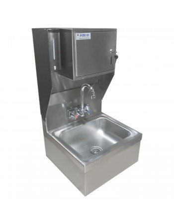 Wall mounted Hand Sink with Faucet & Automatic Soap dispenser & Paper towel dispenser Side splash Stainless steel | TurcoBazaar HS17FSDTDUSP Wall mounted Hand Sink with Faucet & Automatic Soap dispenser & Paper towel dispenser Side splash Stainless steel | TurcoBazaar HS17FSDTDUSP