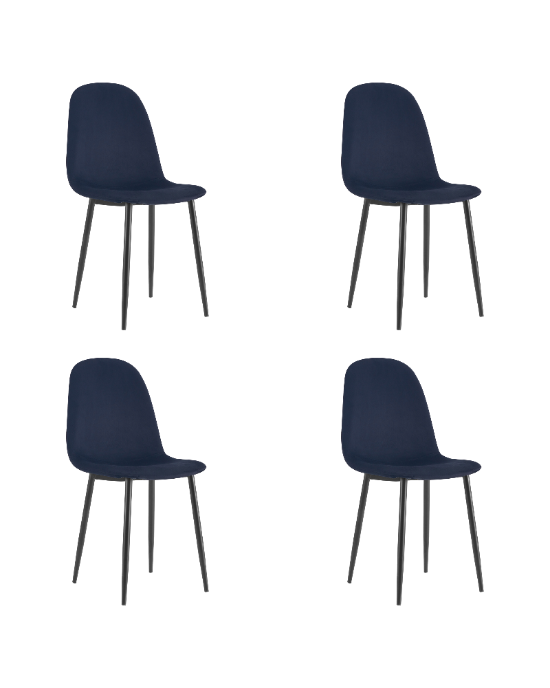 Bistro Dining Chair Black Fabric Indoors & Outdoors 440x520x875mm - Set of 4 | TurcoBazaar HYDC001VBLACK