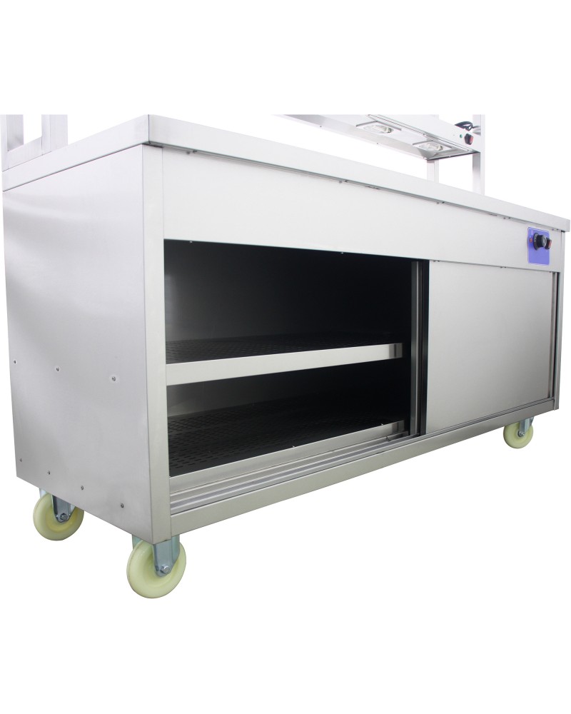 Mobile Flat Top Hot Cupboard with 2 tier Heated Gantry 1800mm | TurcoBazaar HYH18HD
