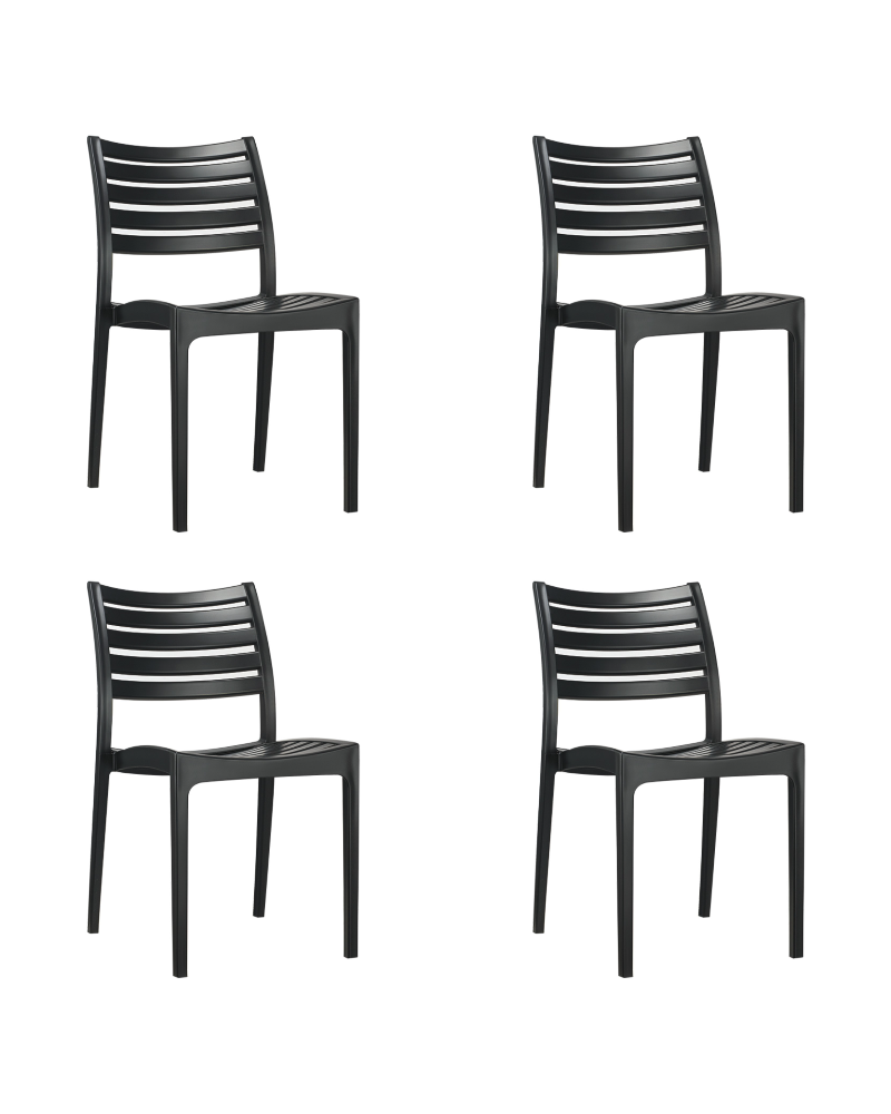 Bistro Dining Chair Plastic Black Indoors & Outdoors - Set of 4 | TurcoBazaar HYPP02 Bistro Dining Chair Plastic Black Indoors & Outdoors - Set of 4 | TurcoBazaar HYPP02