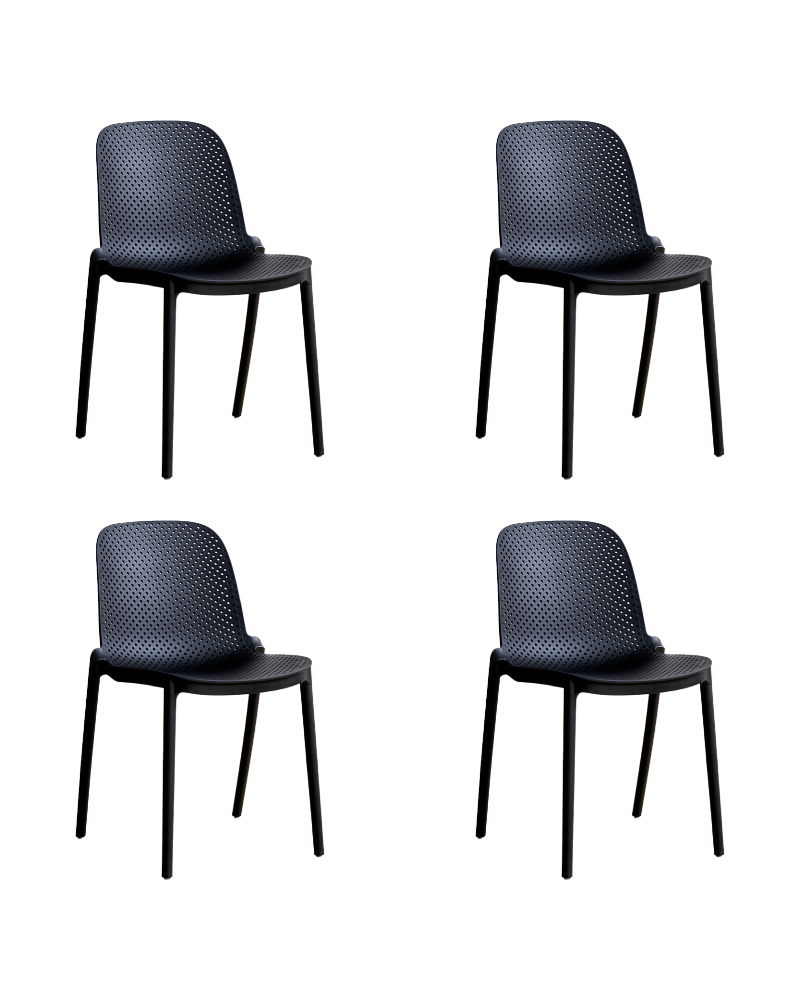 Bistro Dining Chair Plastic Black Indoors & Outdoors 440x545x815mm - Set of 4 | TurcoBazaar HYPP26BLACK