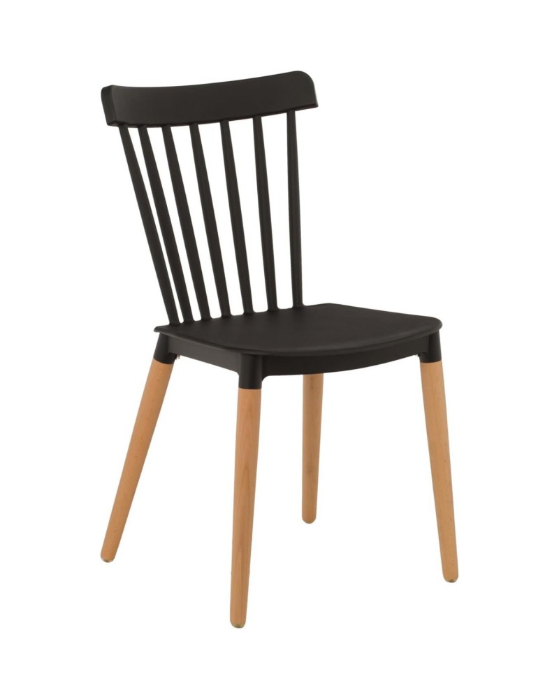 Bistro Dining Chair Straight Back PP Seat with Beech Wood Legs Black - Set of 4 | TurcoBazaar HYW01 Bistro Dining Chair Straight Back PP Seat with Beech Wood Legs Black - Set of 4 | TurcoBazaar HYW01