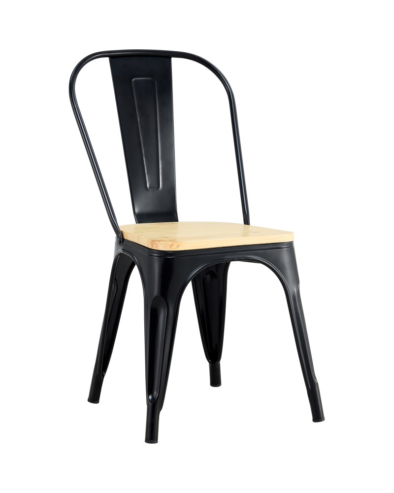 Bistro Dining Chair with Wooden seat Steel Black Indoors | TurcoBazaar HYX503F2 Bistro Dining Chair with Wooden seat Steel Black Indoors | TurcoBazaar HYX503F2