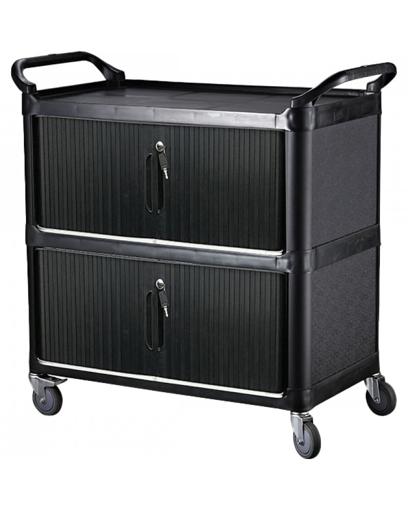 Professional 3-Tier Busing Trolley Cart with Lockable Doors 1020x500x960mm | TurcoBazaar JGM710