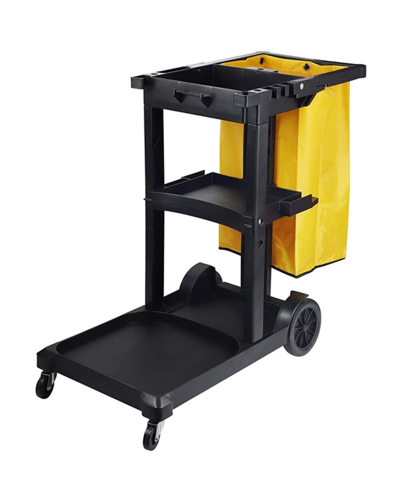 Professional Janitor/Cleaning Trolley Black with Lid 1200x520x990mm | TurcoBazaar JYXMC301BLACK