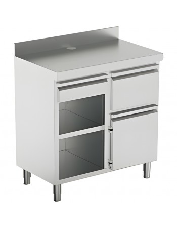 Commercial Stainless Steel Tall Coffee Station Table with Drawer 1000×600×1150mm | TurcoBazaar KFT1061