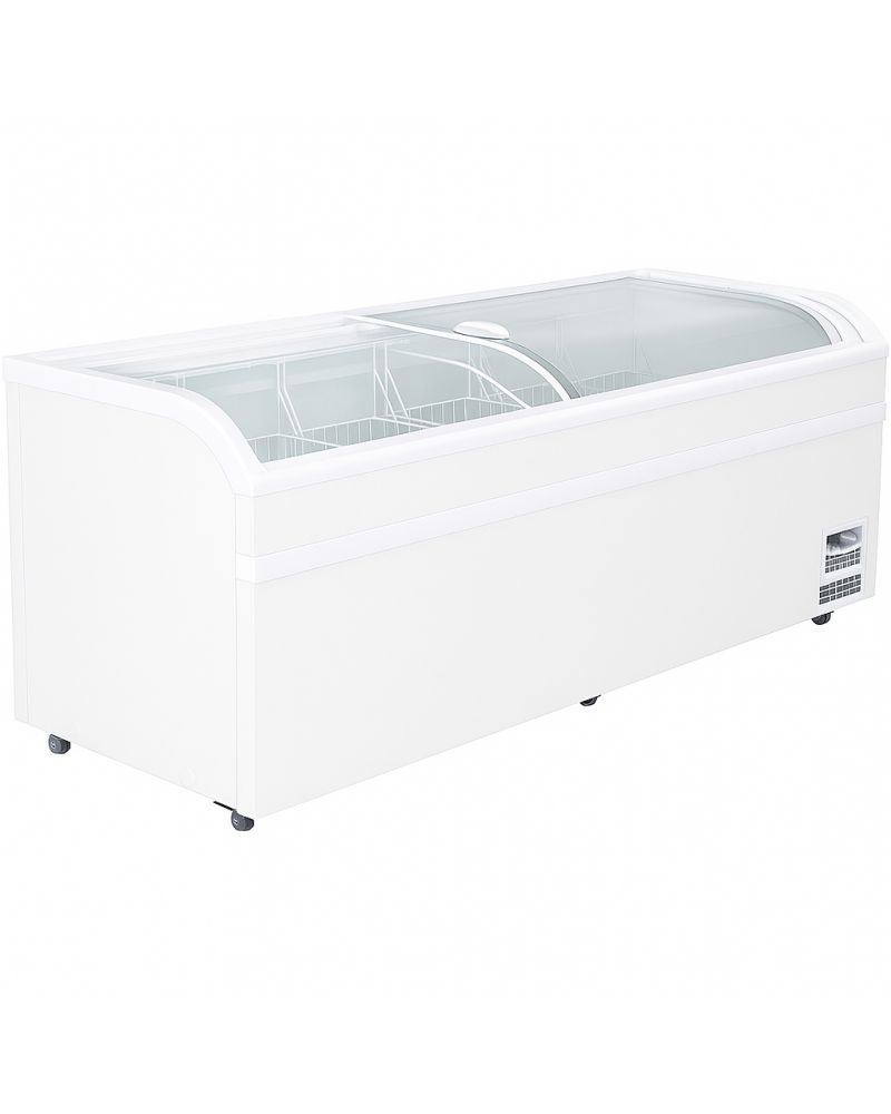 Commercial Horizontal Display Freezer with Shelves 750 Litres 2 Glass Doors 1900x850x850mm Ventilated Cooling Automatic Defrost | TurcoBazaar KOBE220 Commercial Horizontal Display Freezer with Shelves 750 Litres 2 Glass Doors 1900x850x850mm Ventilated Cooling Automatic Defrost | TurcoBazaar KOBE220