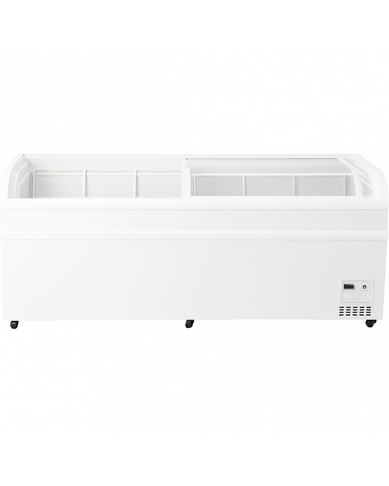 Commercial Horizontal Display Freezer with Shelves 750 Litres 2 Glass Doors 1900x850x850mm Ventilated Cooling Automatic Defrost | TurcoBazaar KOBE220 Commercial Horizontal Display Freezer with Shelves 750 Litres 2 Glass Doors 1900x850x850mm Ventilated Cooling Automatic Defrost | TurcoBazaar KOBE220