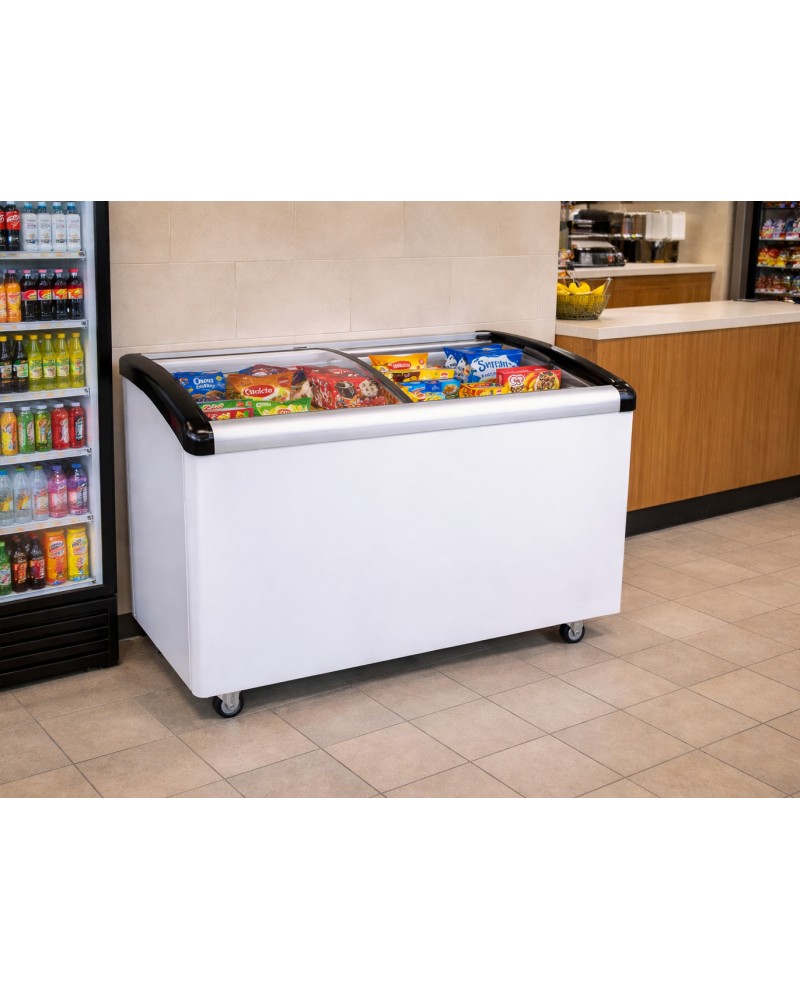 Commercial Horizontal Display Freezer with Baskets 265 Litres 2 Glass Doors Ventilated Cooling 1000x650x910mm | TurcoBazaar KOBE310 Commercial Horizontal Display Freezer with Baskets 265 Litres 2 Glass Doors Ventilated Cooling 1000x650x910mm | TurcoBazaar KOBE310
