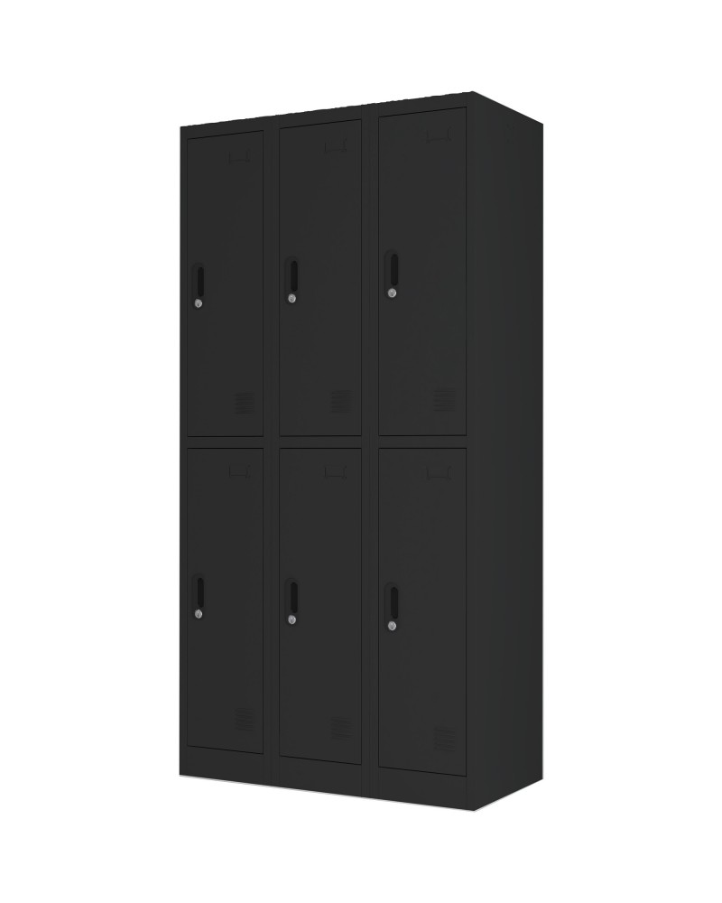 Commercial Black 6 Door Locker 900x450x1800mm | TurcoBazaar LOCKER6TWBLACK