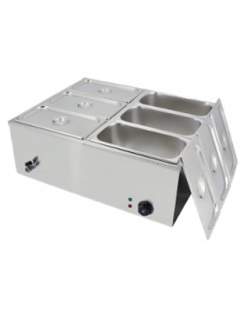 Commercial Stainless Steel Bain Marie with 6 × 1/3 GN Pans and Lids 710×568×280mm | TurcoBazaar M1323 Commercial Stainless Steel Bain Marie with 6 × 1/3 GN Pans and Lids 710×568×280mm | TurcoBazaar M1323