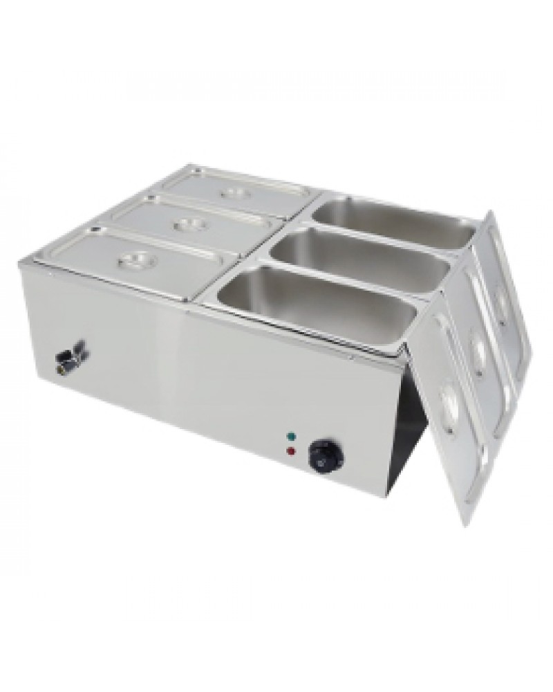 Commercial Stainless Steel Bain Marie with 6 × 1/3 GN Pans and Lids 710×568×280mm | TurcoBazaar M1323 Commercial Stainless Steel Bain Marie with 6 × 1/3 GN Pans and Lids 710×568×280mm | TurcoBazaar M1323
