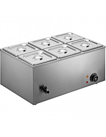 Commercial Bain Marie with 6x1/6Gn Pans and Lids | TurcoBazaar M406
