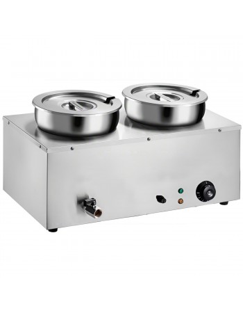 Commercial 14L Stainless Steel 2 Pot Bain Marie Soup & Sauce Warmer 580×320×375mm | TurcoBazaar M827