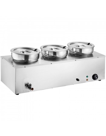 Commercial 21L Stainless Steel 3 Pot Bain Marie Soup & Sauce Warmer 865×320×375mm | TurcoBazaar M837