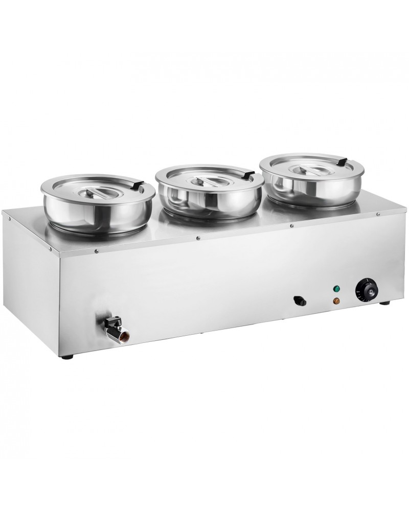 Commercial 21L Stainless Steel 3 Pot Bain Marie Soup & Sauce Warmer 865×320×375mm | TurcoBazaar M837