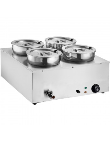 Commercial 28L Stainless Steel 4 Pot Bain Marie Soup & Sauce Warmer 580×595×375mm | TurcoBazaar M847
